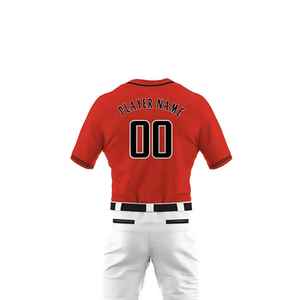 Custom Red Baseball Uniform Men's Short Sleeve Jersey White <b>Pants</b> Breathable Polyester Teamname 00 Print All Seasons - Product Image 4