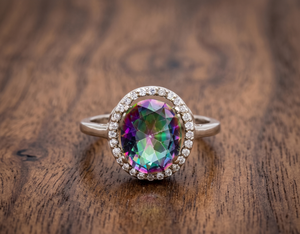 Anillo de Boda Hecho a Mano en Plata de Ley 925 con Topacio Místico de Forma Geométrica Natural, Certificado por IGI, para Fiesta - Product Image 5