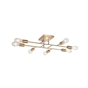 Metà secolo moderno apparecchio a soffitto a 8 luci industriale Semi filo ottone spazzolato luce da cucina metà secolo plafoniera - Product Image 1