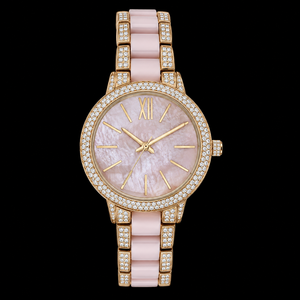 Reloj de Lujo para Mujer con Diamantes, Esfera Redonda de 30 mm, Cuarzo Analógico, Caja de Cristal de Zafiro, Estilo Plateado con Incrustaciones de Diamantes - Product Image 1