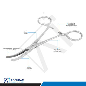 Pinza Hemostática Curva Accuram Rochester Pean de 14 cm, Pinza Quirúrgica para Arterias, Instrumento de Acero Inoxidable con Bloqueo para Apósitos Dentales - Product Image 4