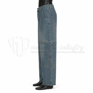Custom <b>Men's</b> Washed Blue Straight <b>Leg</b> Jeans Wholesale Casual Denim Pants Streetwear Fashion <b>Trousers</b> - Product Image 5