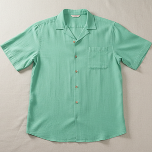 Trendy Plain Turn <b>Down</b> Collar Men's Shirts Short Sleeve Street Style Wholesale Bulk Supply New Fashion - Product Image 3