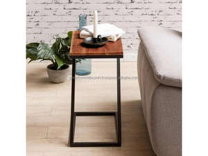 Table d'appoint en bois de manguier massif en forme de Z |   Table de chevet moderne faite à la main avec 2 tiroirs |   Petite table basse pour salon et chambre - Product Image 4