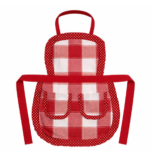 Delantal de cocina de tela a cuadros teñida con hilo de la mejor calidad, con tamaño personalizado y diseño con volantes. - Product Image 5
