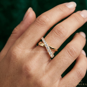 Luxury Criss Cross Lab Grown Diamond <b>Ring</b> for Women | 18K Gold Plated Cut Diamond <b>Open</b> Wrap <b>Ring</b> | IGI Certified Elegant Fashion - Product Image 5