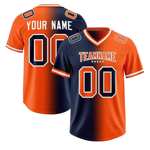 เสื้อฟุตบอลอเมริกันแบบปรับแต่งได้ คอวี แขนสั้น ผู้ชาย โพลีเอสเตอร์ 100% ระบายอากาศได้ดี สีไล่ระดับ พิมพ์ชื่อทีม - Product Image 1