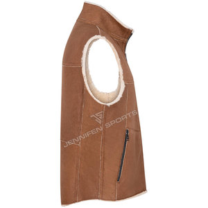 Chaleco de Pesca Multibolsillos con Logotipo Personalizado de Fábrica, Cuero Vacuno Genuino con Forro de Piel, Chaleco de Trabajo para Caza al Aire Libre - Product Image 2