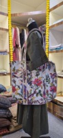 Sac à bandoulière Advik indien écologique, lavable, réutilisable, en coton matelassé, imprimé logo plage/bohème, avec poches intérieures/extérieures, personnalisable