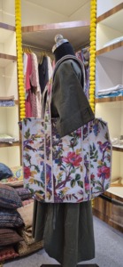 Advik Indian Eco-friendly Reusable Quilted Cotton beach/<b>boho</b> Print Shoulder <b>Bag</b> Inner/Outer Pockets Customized Logo Print Custom - Product Image 3