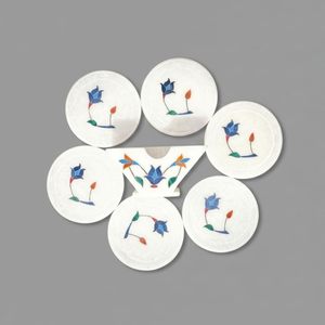 White Marble <b>Coaster</b> <b>Set</b> of 6 with Holder Decoration & Accessories Marble Tea <b>Coaster</b> for Office Table from Indian Supplier - Product Image 1