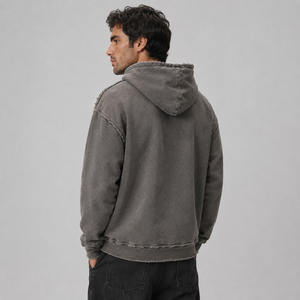Sudadera con capucha extragrande vintage de 500 g/m² para hombre, personalizada al por mayor, con estampado desgastado, estilo pullover, sudadera pesada sin estampado - Product Image 2