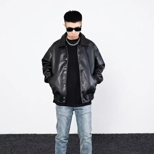 Nouvelles tenues à la mode, veste vintage à col rabattu, veste en cuir tendance, veste pour homme, veste grande taille, logo personnalisé - Product Image 3