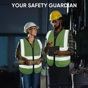<b>Construction</b> Safety Reflective Safety Vests for Men Women High Visibility Vest with Pockets Mesh Fabric Apparel Neon <b>Work</b> Vest - Product Image 6