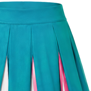 Jupe plissée bleu sarcelle pour cheerleading avec bordure rayée rose et blanche, uniforme de performance athlétique pour femmes et filles, tenue d'équipe - Product Image 3