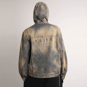 Sweat à capuche en coton de haute qualité, délavé à l'acide, série High Street, effet vieilli, lavage à la pierre, style vintage, pour homme, prix abordable - Product Image 4