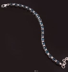 London Blue Topaz <b>Charm</b> Bracelet 925 Sterling <b>Silver</b> Womens Natural Gemstone Handmade Jewelry Elegant Gift Her Oval Cut Luxury - Product Image 2