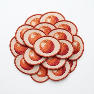 Wholesale Custom <b>Patch</b> Maker Oval Ripe Citrus Orange Badge Beige Twill Rust Border Iron On <b>Applique</b> - Product Image 1