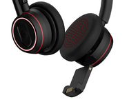 Nouveau casque sans fil professionnel à réduction de bruit IA avec batterie amovible et base de charge, dongle BT pour l'Europe
