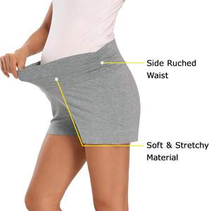 Short de maternité pour femme, été, taille haute élastique, respirant, en coton, avec soutien abdominal ajustable, effet délavé - Product Image 3