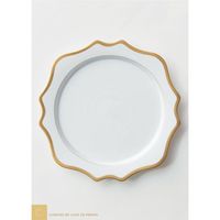 Assiette de Présentation Moderne en Émail Blanc avec Bord Rouge – Vaisselle Minimaliste pour Hôtels et Restaurants – Assiette de Base Élégante pour une Table Raffinée