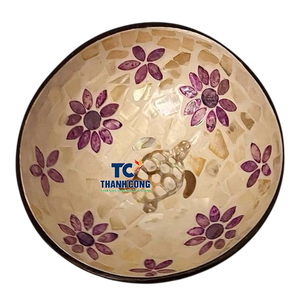 Bol en nacre de noix de coco pas cher, fabriqué au Vietnam, faible MOQ, incrustation de coquillages, cadeau souvenir, vente en gros, prix réduit, approvisionnement en vrac - Product Image 1