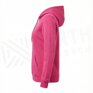Sweat à capuche d'hiver à manches longues pour femme, personnalisable, couleur unie, logo frontal, en molleton de coton pur, anti-boulochage, OEM - Product Image 3