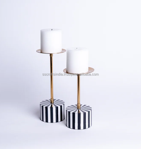 Best Selling Luxury Gold Metal Bone Inlay Candle Holder Sustainable Home Decoration for New Year <b>Christmas</b> Diwali Weddings India - Product Image 1
