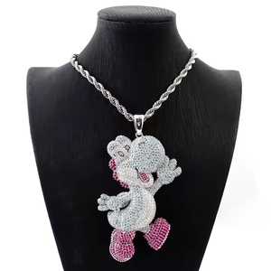 Lindo colgante de Minnie Mouse de dibujos animados, plata 925, moissanita, diamante, micro pavé, amuleto unisex, regalo para joyería. - Product Image 3