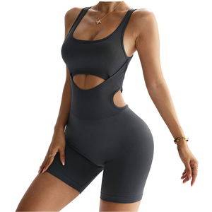 Women's Seamless Cut-Out Bodysuit Ribbed One Piece Romper High <b>Elasticity</b> Yoga Jumpsuit Fitness Activewear 2026 - Product Image 1