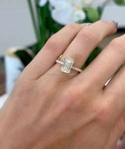 อีจีไอ/เกียแลปสำหรับงานแต่งงานสีทองขาวละเอียด14K สีเหลืองทองสำหรับทุกเพศ/แหวนหมั้นตกแต่งสไตล์วินเทจสีเขียวมรกตสำหรับวันครบรอบ - Product Image 1