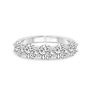 Vibrant Round Five Stone Band Lab Grown Diamond 0.50 Ct Tw 14K Solid Gold FG Color VS Clarity 5 Diamond Lively Row Sparkle - Product Image 1