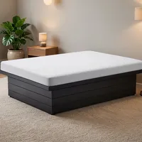 Sommier de lit en métal pliable et réglable XL moderne, 16 pouces, robuste, à plateau plat, cadre noir thermolaqué pour l'hôtellerie