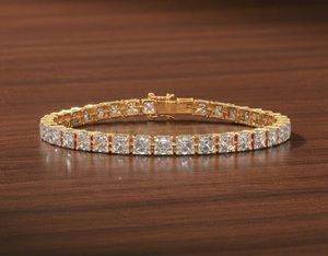 Luxury Gold Square Cut Moissanite Tennis Bracelet <b>Iced</b> <b>Out</b> Hip Hop Jewellery VVS Diamond Look <b>Chain</b> Shine Gift - Product Image 2