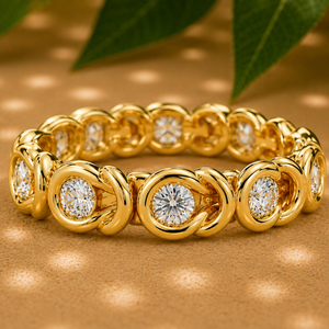 แหวนแต่งงานแบบ Infinity Knot ทองคำแท้ 18K ประดับเพชรทรงกลมเพาะเลี้ยงในห้องปฏิบัติการ สำหรับผู้หญิง เครื่องประดับเจ้าสาวชั้นดี - Product Image 1