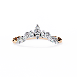 Anillos apilables minimalistas clásicos de oro sólido de 14k con diamantes de corte marquise y redondo para mujer, ideales para regalo, compromiso, aniversario, boda. - Product Image 2