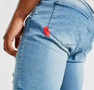 Jeans skinny pour hommes, nouveau modèle, jeans déchirés, streetwear pour hommes, jeans bleus skinny pour hommes, shorts - Product Image 4