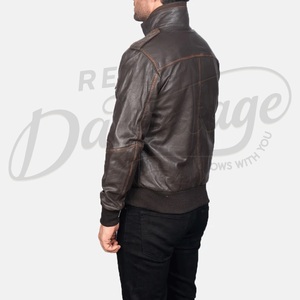 Parka utilitaire marron expresso symétrique à double fermeture éclair, col montant côtelé, multi-poches, vente en gros - Product Image 2