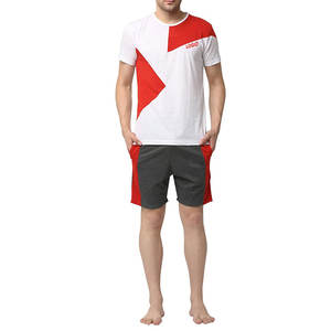 Conjunto de Moda con Servicio OEM, Diseño con Logotipo Personalizado, Diseño de Bloques de Color, Conjunto de Dos Piezas Casual y Moderno para Hombre, Camiseta y Pantalones Cortos - Product Image 1
