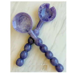 ชุดช้อนสลัดเรซิ่นราคาประหยัด ภาชนะใส่อาหารสีขาวลายวน ช้อนเสิร์ฟเรซิ่น อุปกรณ์ครัว ของตกแต่งโต๊ะอาหาร - Product Image 1