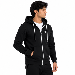 Sweat-shirts à capuche surdimensionnés à fermeture éclair intégrale en molleton de coton épais, style streetwear, à épaules tombantes, fabricant de vêtements OEM - Product Image 2