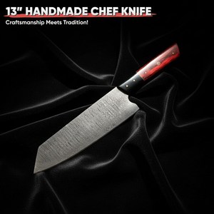 Cuchillo de Chef de Acero Damasco Hecho a Mano de 12 Pulgadas con Mango de Madera, el Mejor Proveedor de Cuchillos de Cocina de Acero Inoxidable Hechos a Mano - Product Image 2