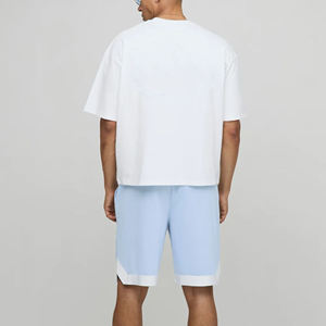 Palin <b>white</b> Oversized T-Shirt & short men's <b>2</b> <b>piece</b> <b>set</b> Drop Shoulder Heavyweight 100% Cotton man baggy short <b>set</b> - Product Image 6