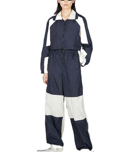 Conjunto deportivo de dos piezas para mujer, estilo informal, holgado, para correr al aire libre, con puños elásticos, cortavientos, para entrenamiento. - Product Image 1