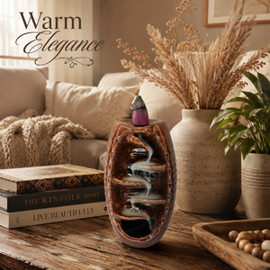 Brown Ceramic Backflow <b>Incense</b> Burner Waterfall Smoke Cascade <b>Cone</b> Holder | Handmade Aromatherapy Home Decor OEM Wholesale Maker - Product Image 4