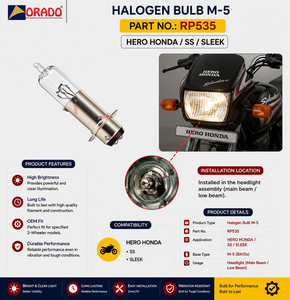 หลอดไฟฮาโลเจน Hero Honda SS Sleek M5 คุณภาพส่งออก สำหรับอะไหล่รถจักรยานยนต์ อินเดีย ออราโด - Product Image 3