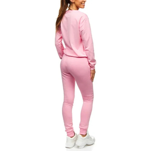Premium Winter Fleece Cotton Blend <b>Long</b> <b>Sleeve</b> Slim Fit Pullover <b>Top</b> & Sweatpants ODM Activewear Lounge Set - Product Image 3