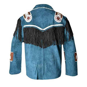 Chaqueta de Hombre de Piel Genuina con Cuello Camisero, Cierre de Cremallera y Flecos, Diseño Nuevo, Cómoda, Transpirable y de las Más Vendidas - Product Image 3