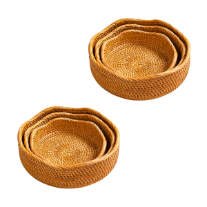 Premium Eco-friendly Handmade Wicker <b>BREAD</b> RATTAN <b>BASKET</b> / TRAY with Scalloped Weaving Edge Vietnam Handicraft Supplier - Product Image 1
