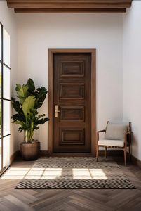 Puerta Lateral de Madera Sólida de Roble y Teca para Exteriores, de Alta Durabilidad, Aislamiento Acústico, Acabado Minimalista, para Villas - Product Image 5